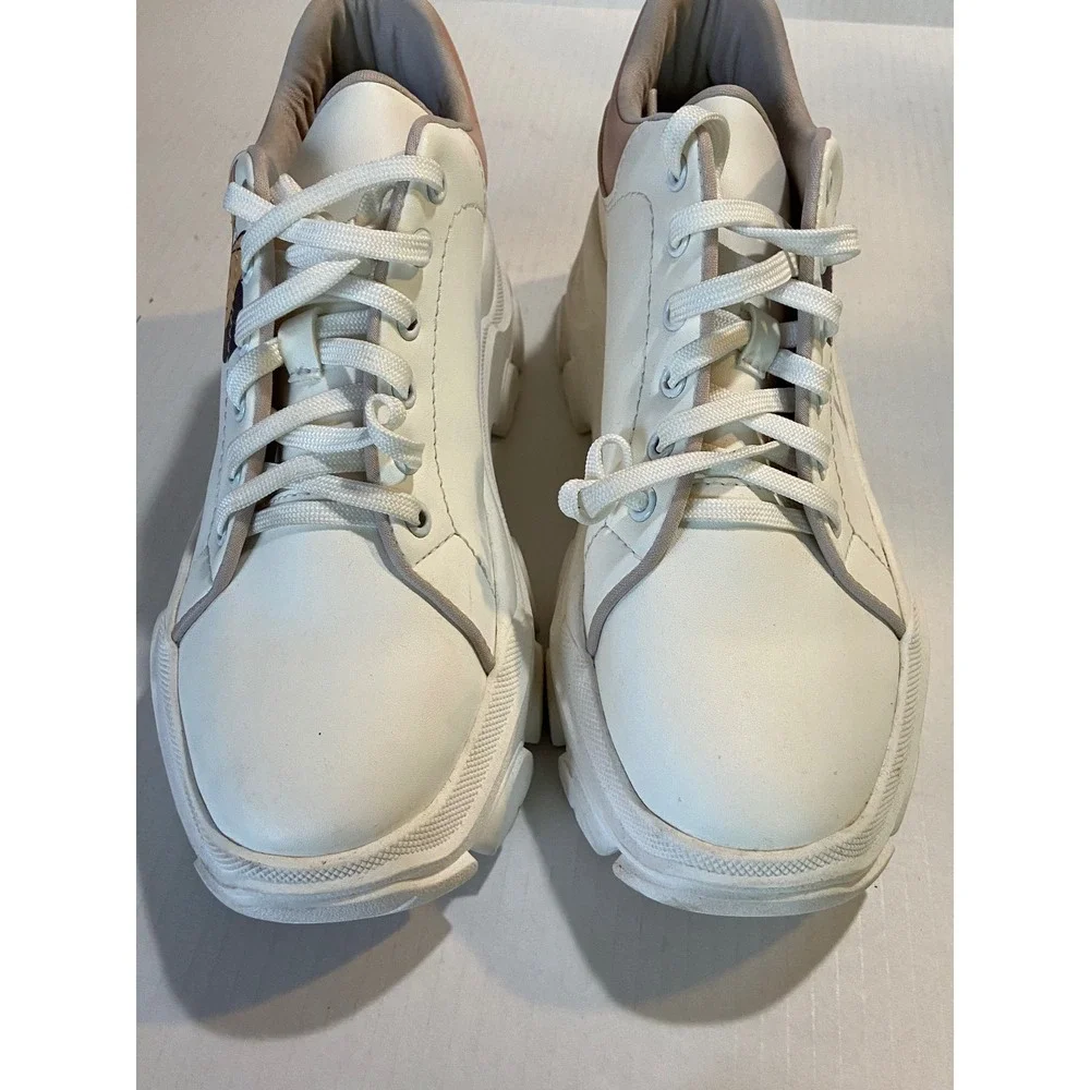 Kronikel Disney Mickey Minnie Mouse White Platform Chunky Lug Sole Sneakers 41